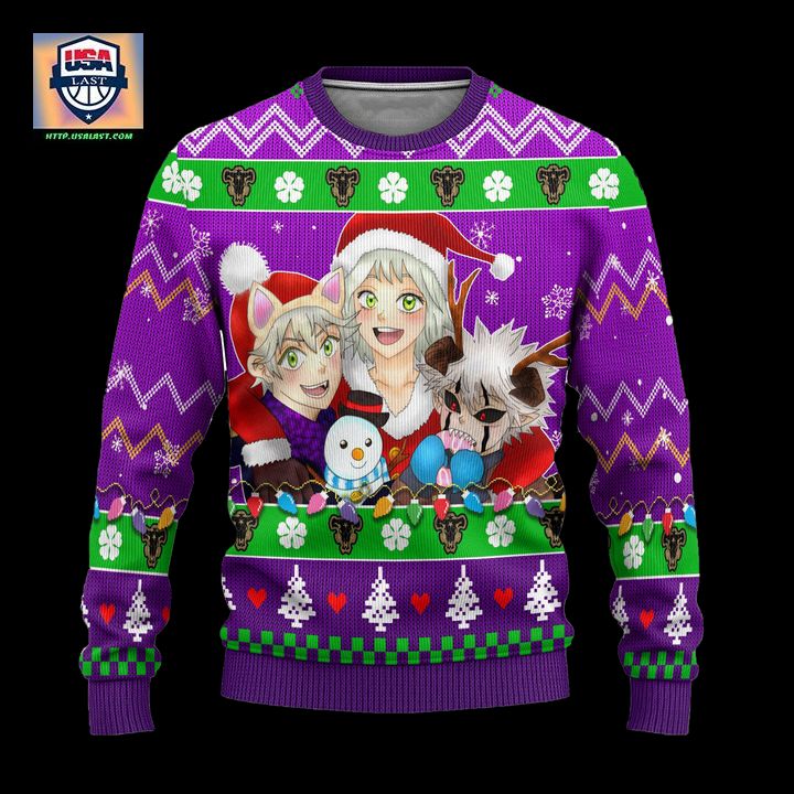 Black Clover Anime Ugly Christmas Sweater Purple Xmas Gift - Wow, cute pie