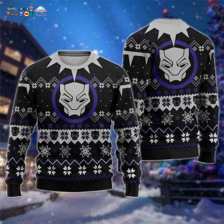 Black Panther Mask Christmas Sweater - Cutting dash