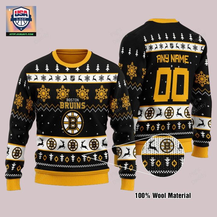 Boston Bruins Personalized Black Ugly Christmas Sweater – Usalast