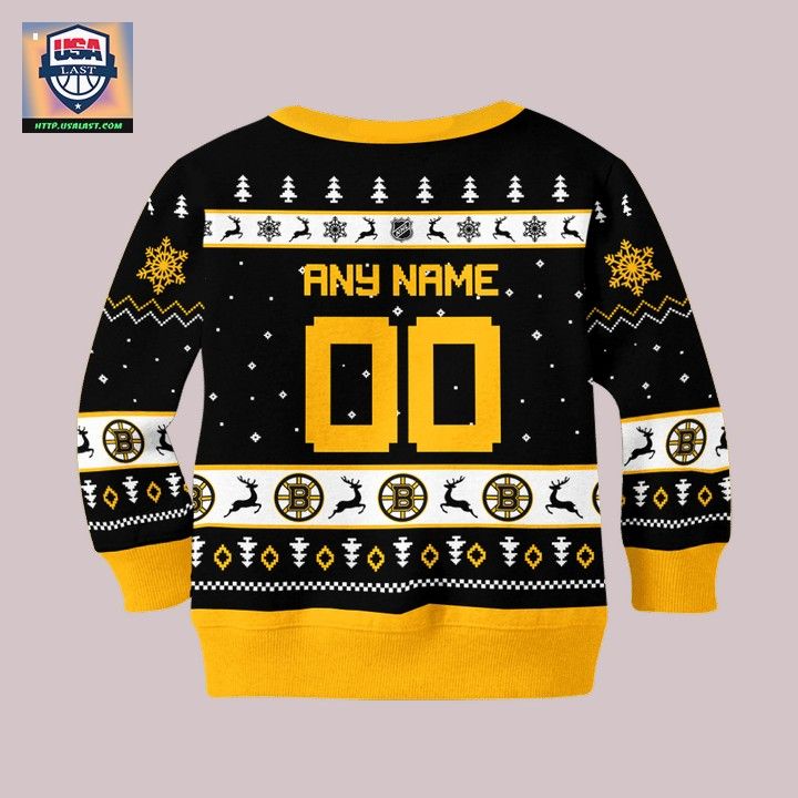 Boston Bruins Personalized Black Ugly Christmas Sweater - Unique and sober