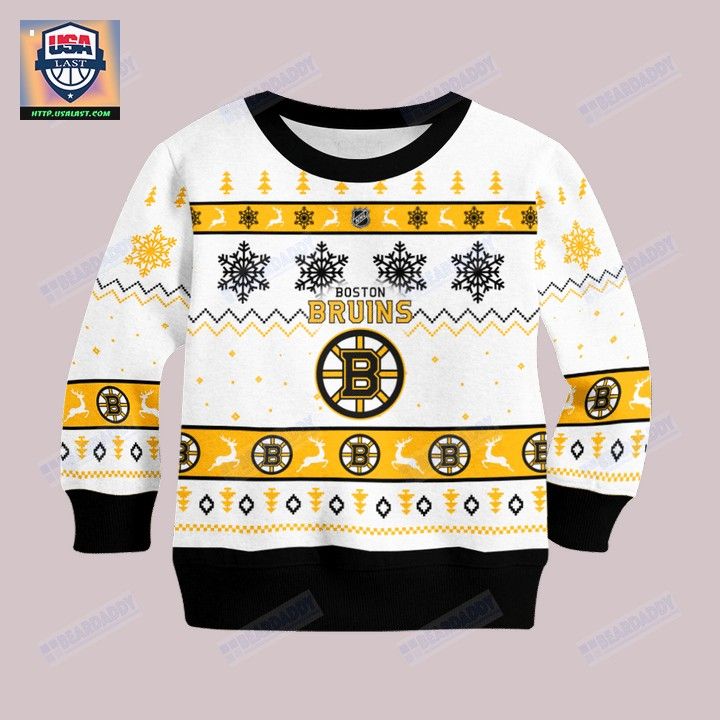Boston Bruins Personalized White Ugly Christmas Sweater - My friend and partner