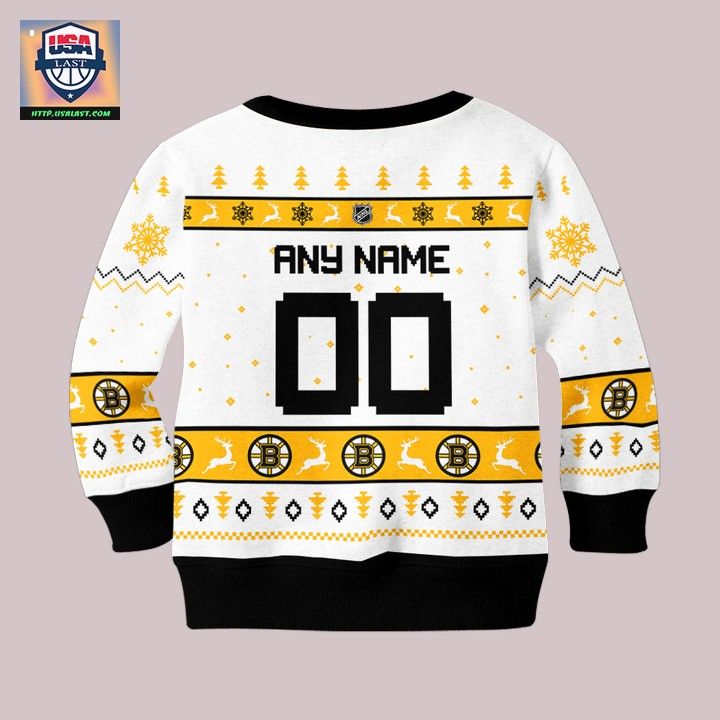 Boston Bruins Personalized White Ugly Christmas Sweater - Super sober