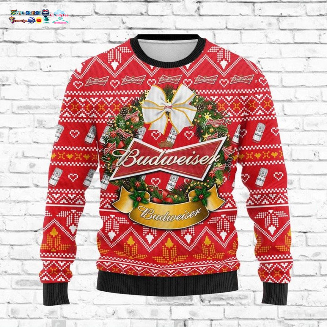 Budweiser Christmas Circle Ugly Christmas Sweater