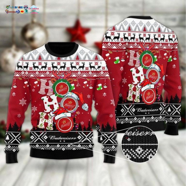 Budweiser Ho Ho Ho Ugly Christmas Sweater - You tried editing this time?