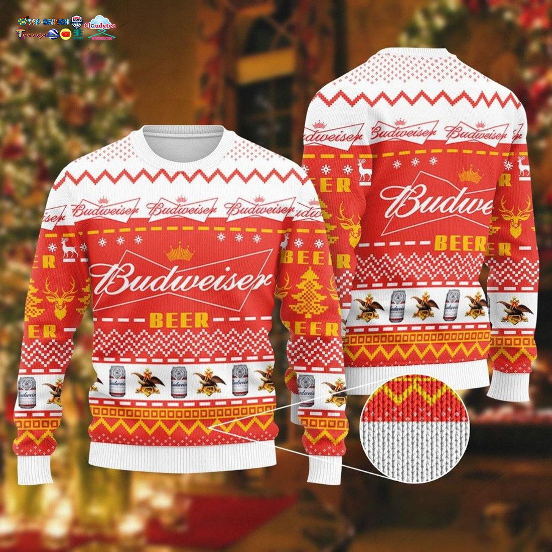 Budweiser Orange Ugly Christmas Sweater - Natural and awesome