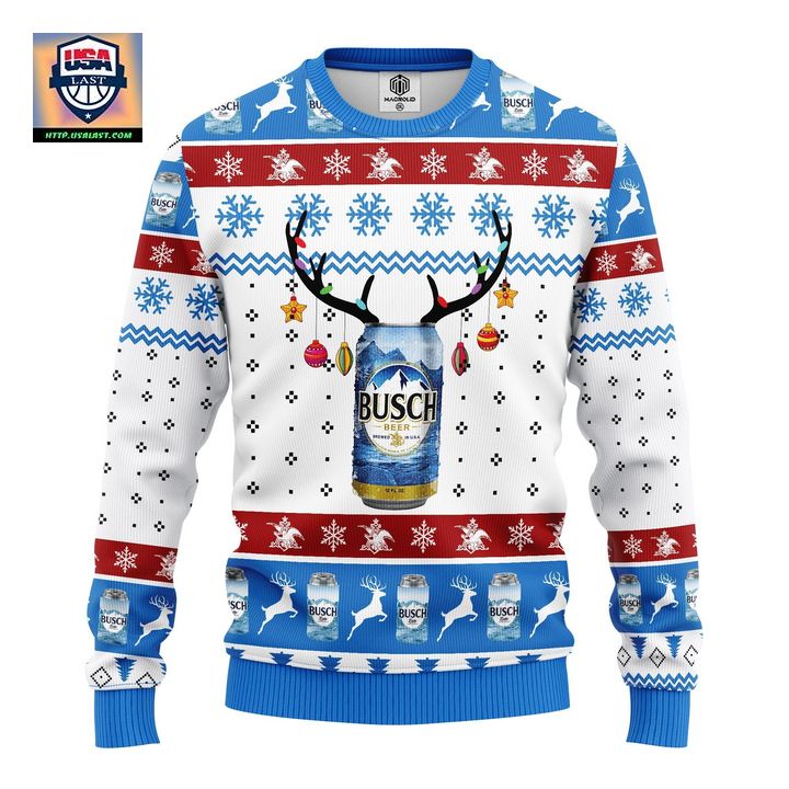 Busch Blue White Ugly Christmas Sweater Amazing Gift Idea Thanksgiving Gift – Usalast