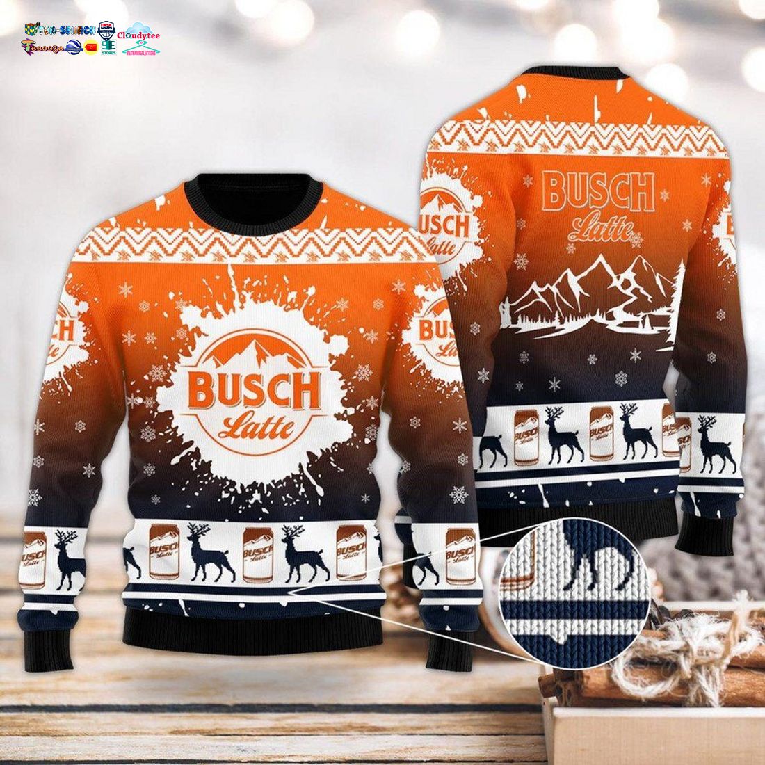 Busch Latte Orange Ver 4 Ugly Christmas Sweater
