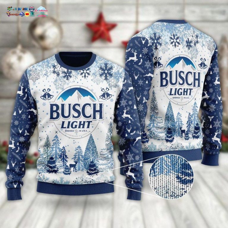 Busch Light Blue Ugly Christmas Sweater - Your face is glowing like a red rose