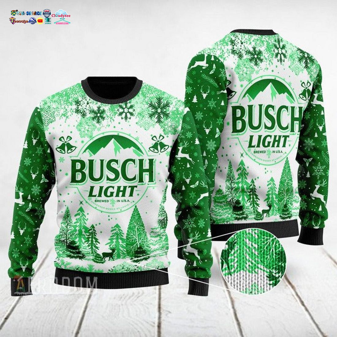 Busch Light Green Ugly Christmas Sweater