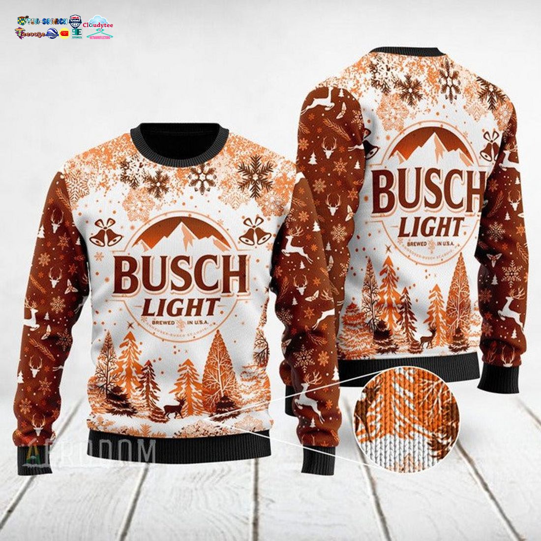 Busch Light Orange Ugly Christmas Sweater