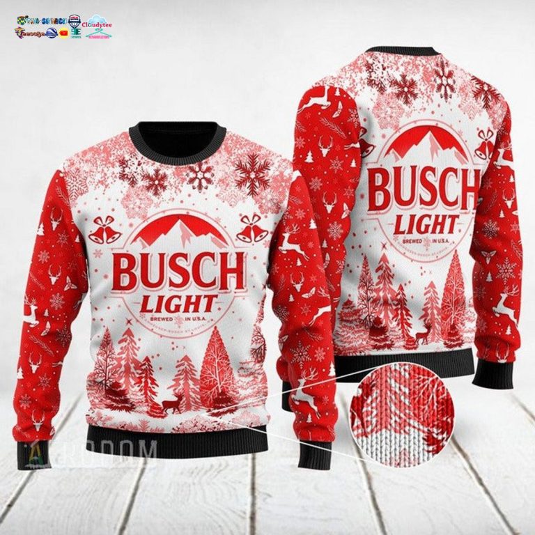 Busch Light Red Ugly Christmas Sweater - Eye soothing picture dear