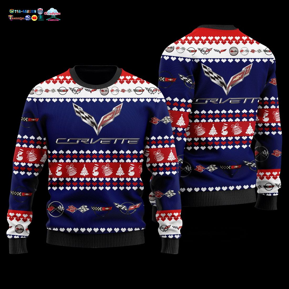 Chevrolet Corvette Blue Ugly Christmas Sweater