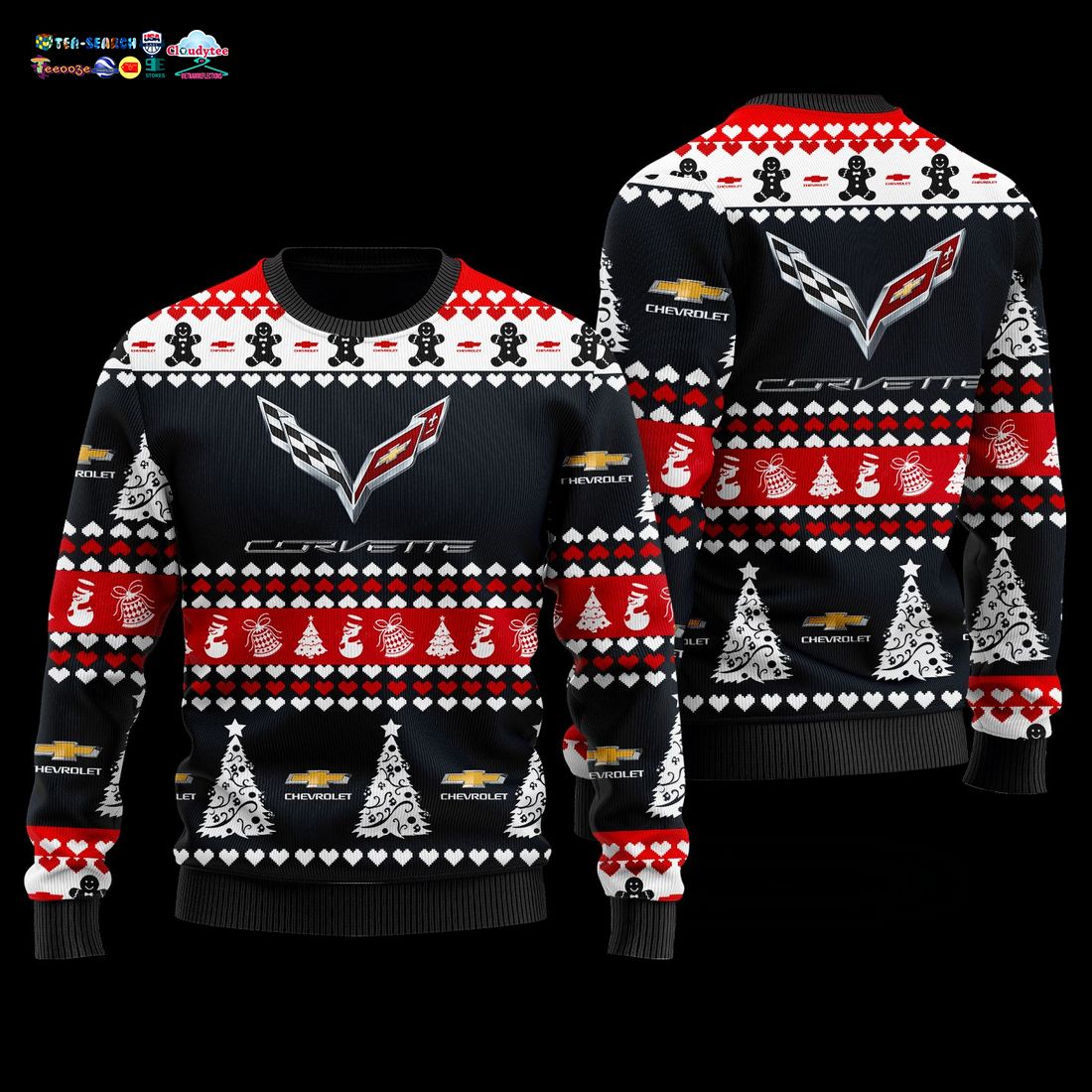 Chevrolet Corvette Navy Ver 2 Ugly Christmas Sweater