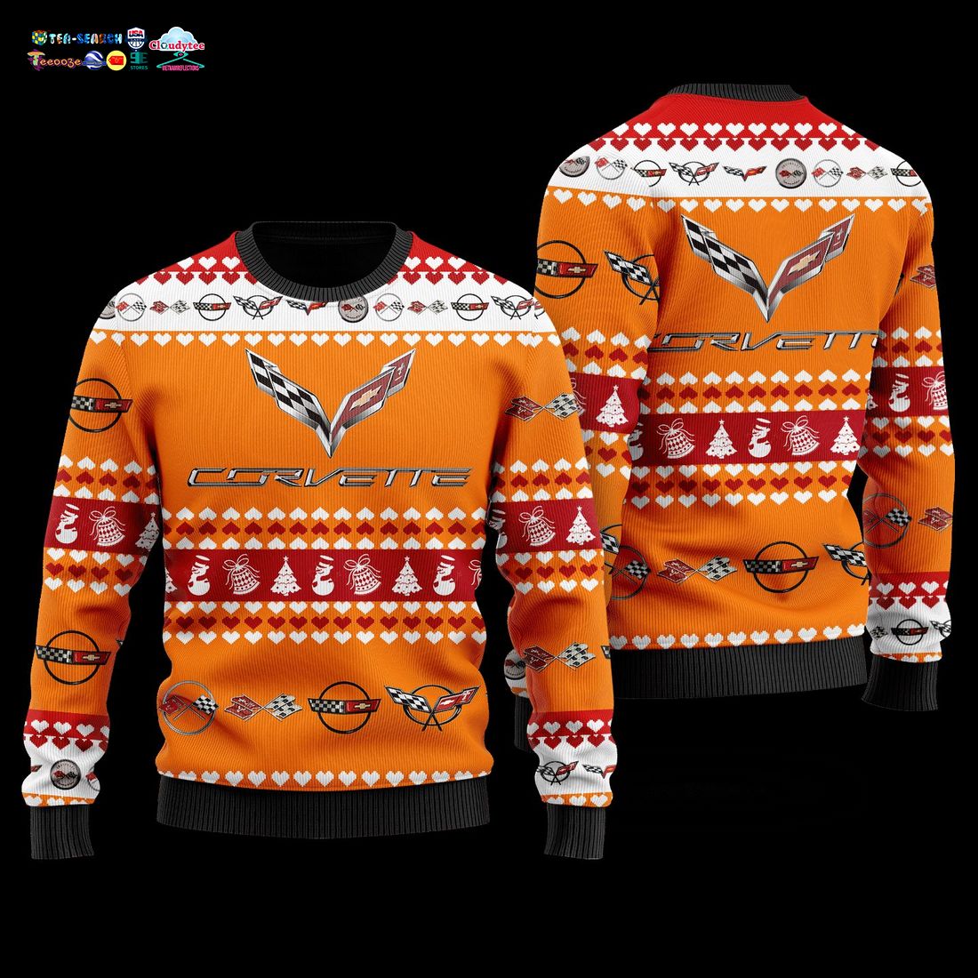 Chevrolet Corvette Orange Ugly Christmas Sweater