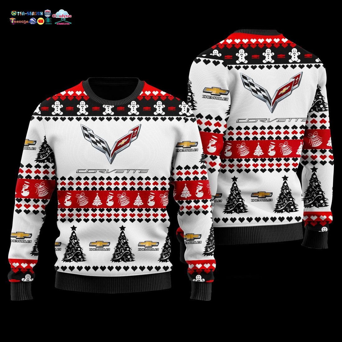 Chevrolet Corvette White Ugly Christmas Sweater