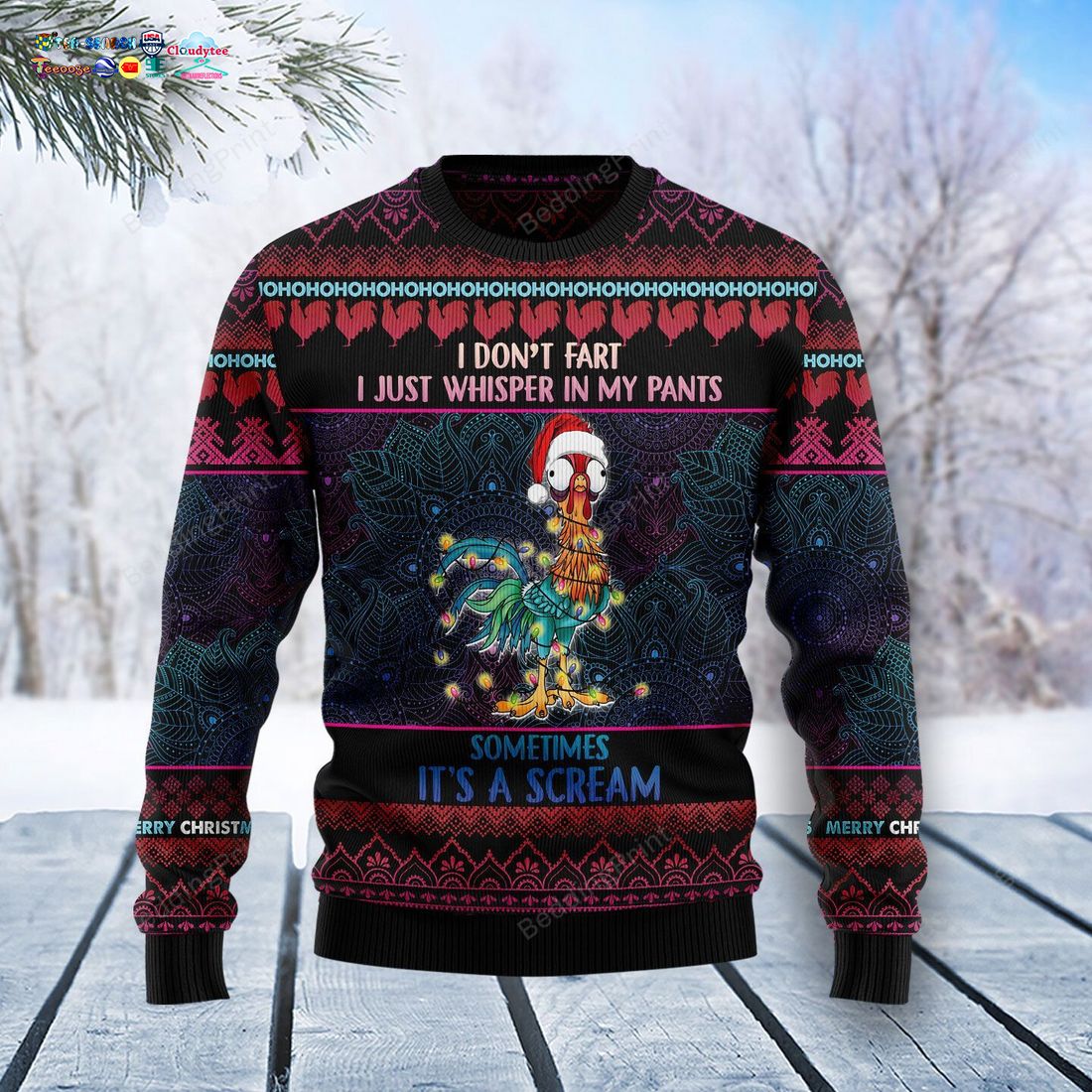 Chicken I Don’t Fart I Just Whisper In My Pants Ugly Christmas Sweater
