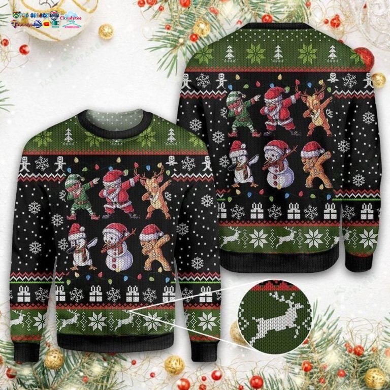 Christmas Characters Dabbing Ugly Christmas Sweater - Heroine