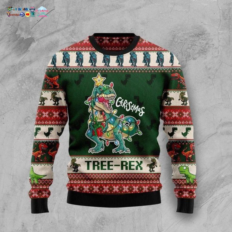 Christmas Tree Rex Ugly Christmas Sweater - Good click
