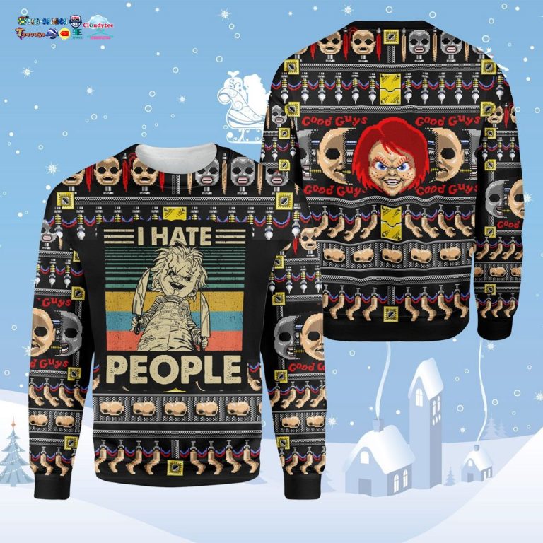 Chucky I Hate People Ugly Christmas Sweater - Cutting dash