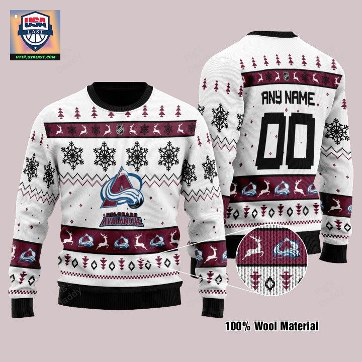 Colorado Avalanche Personalized White Ugly Christmas Sweater - Nice Pic