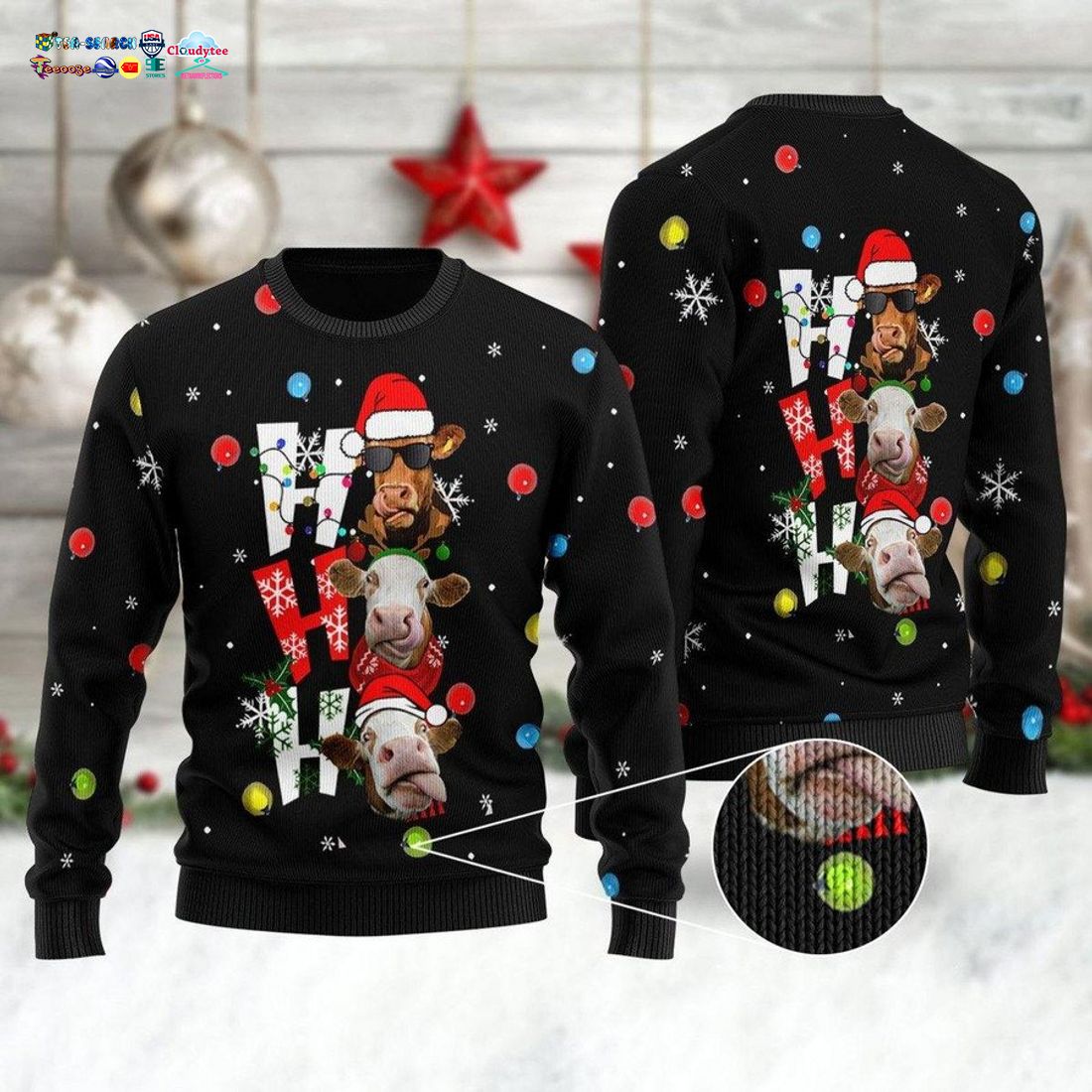 Cow Ho Ho Ho Ugly Christmas Sweater - Trending picture dear