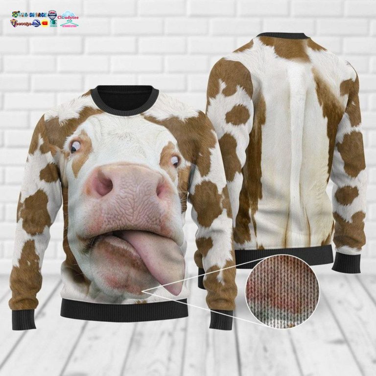 Cow Ver 3 Ugly Christmas Sweater - Studious look