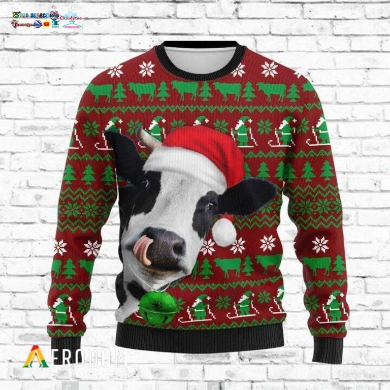 Cow Ver 4 Ugly Christmas Sweater - Rocking picture