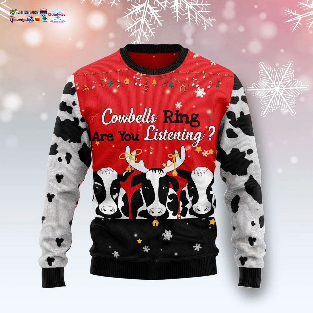 Cowbells Ring Are You Listening Ugly Christmas Sweater