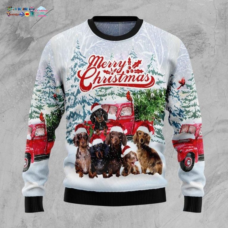 Dachshund Merry Christmas Ugly Christmas Sweater - Heroine
