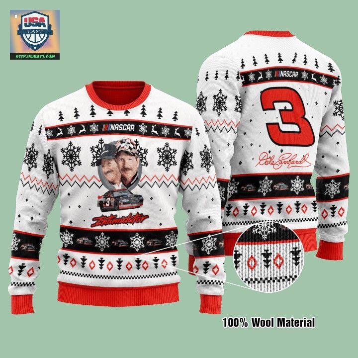 Dale Earnhardt Nascar White Ugly Christmas Sweater – Usalast