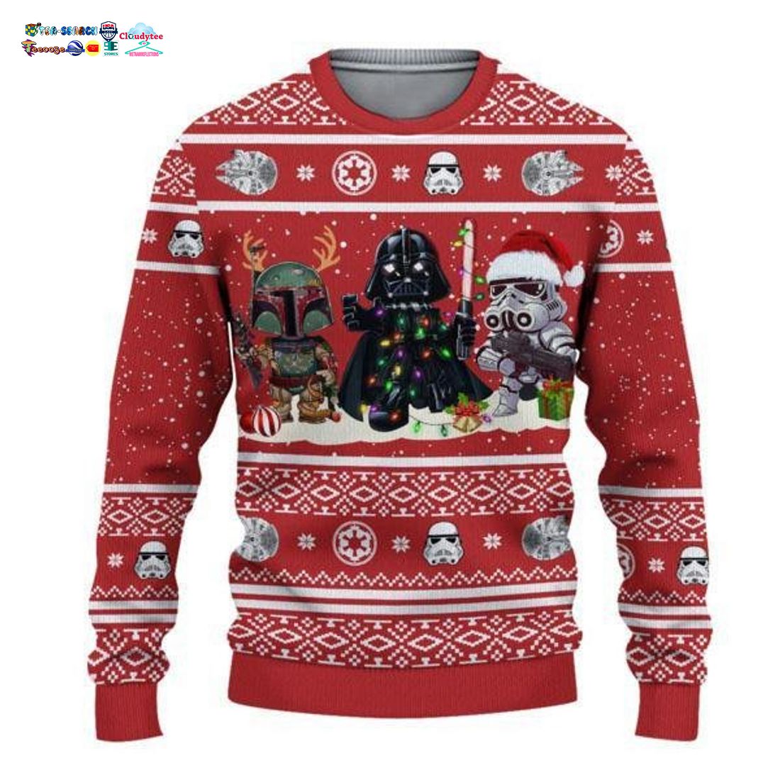 Darth Vader Stormtrooper Boba Fett Star Wars Ugly Christmas Sweater