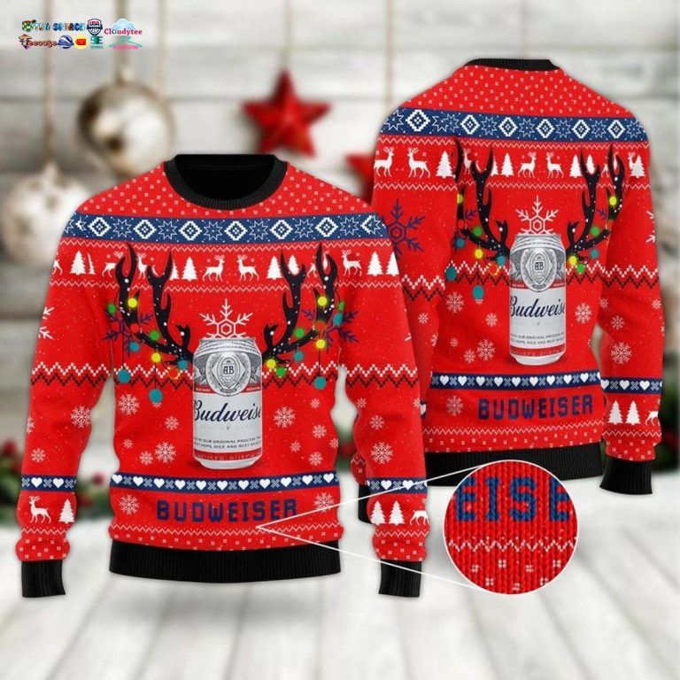 Deer Budweiser Ugly Christmas Sweater - Rocking picture