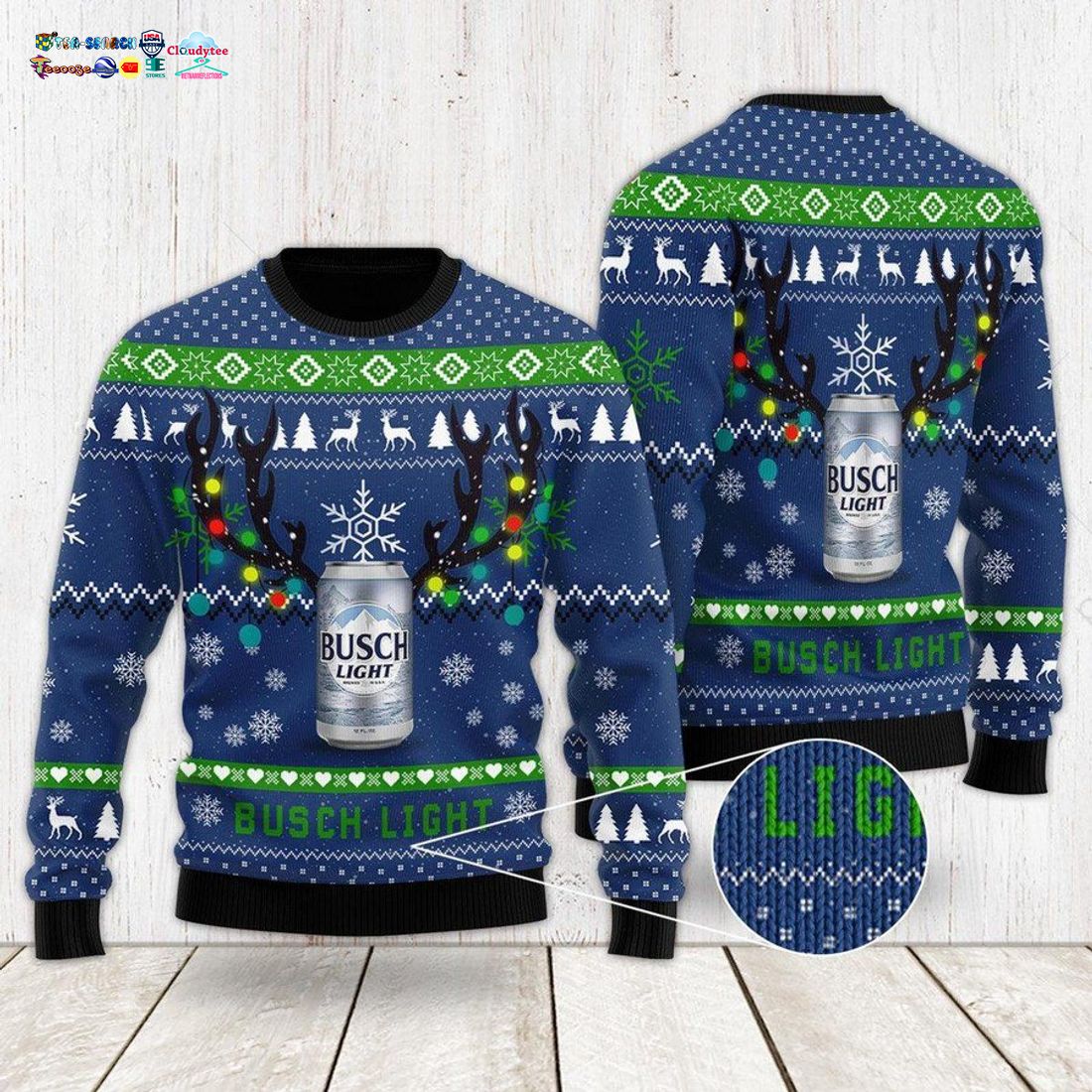 Deer Busch Light Ugly Christmas Sweater