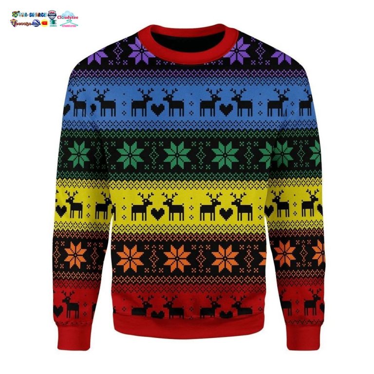 Deer LGBT Ugly Christmas Sweater - Long time