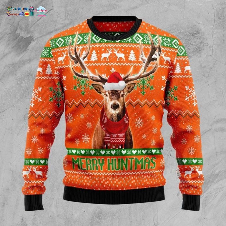 Deer Merry Huntmas Ugly Christmas Sweater - Such a charming picture.