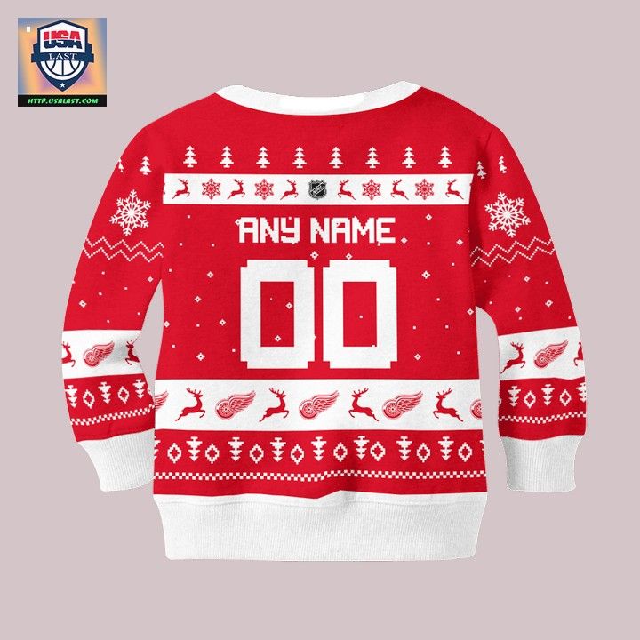 Detroit Red Wing Personalized Red Ugly Sweater - Rocking picture