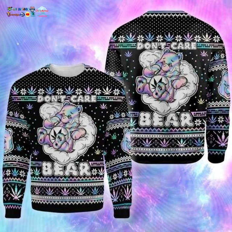 Don't Care Bear Ugly Christmas Sweater - Speechless