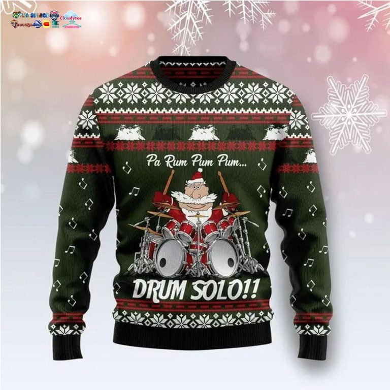 Drum Solo Ugly Christmas Sweater - Rocking picture