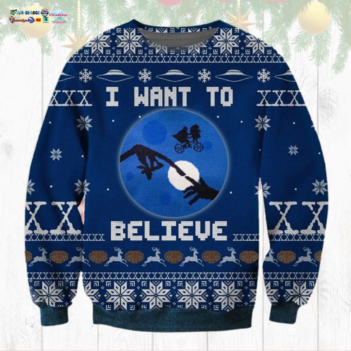 E.T. The Extra-Terrestrial I Want To Believe Ugly Christmas Sweater