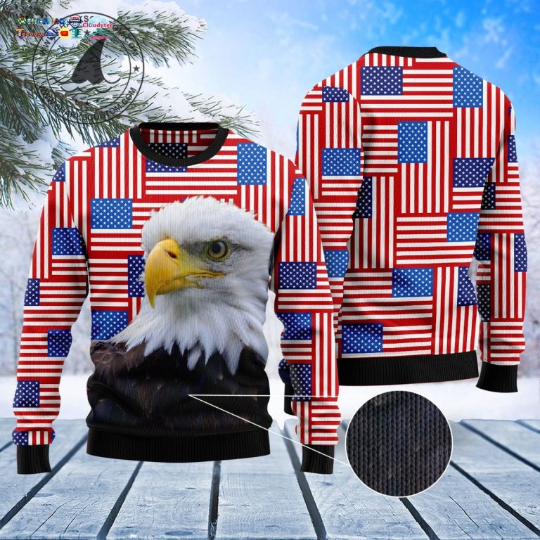 Eagle USA Flag Ugly Christmas Sweater - Oh my God you have put on so much!