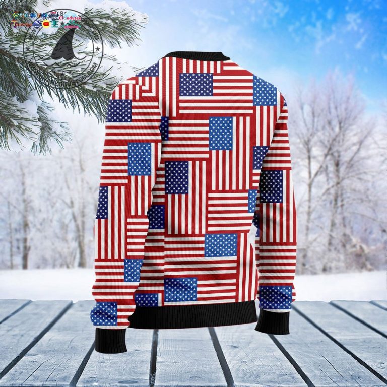 Eagle USA Flag Ugly Christmas Sweater - Your face is glowing like a red rose