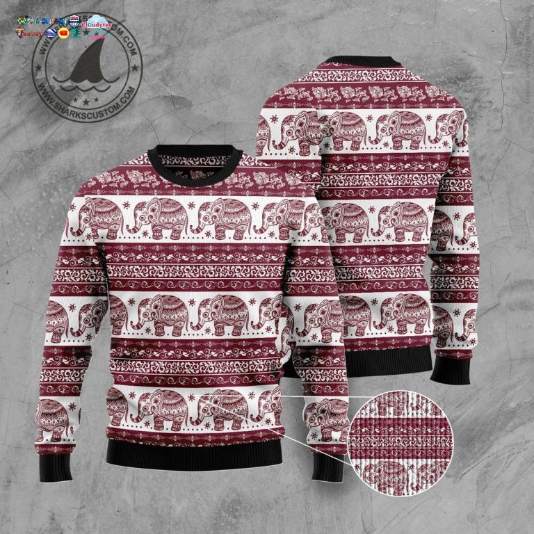 Elephant Mandala Ugly Christmas Sweater - Cutting dash