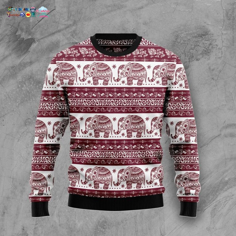 Elephant Mandala Ugly Christmas Sweater - Rocking picture