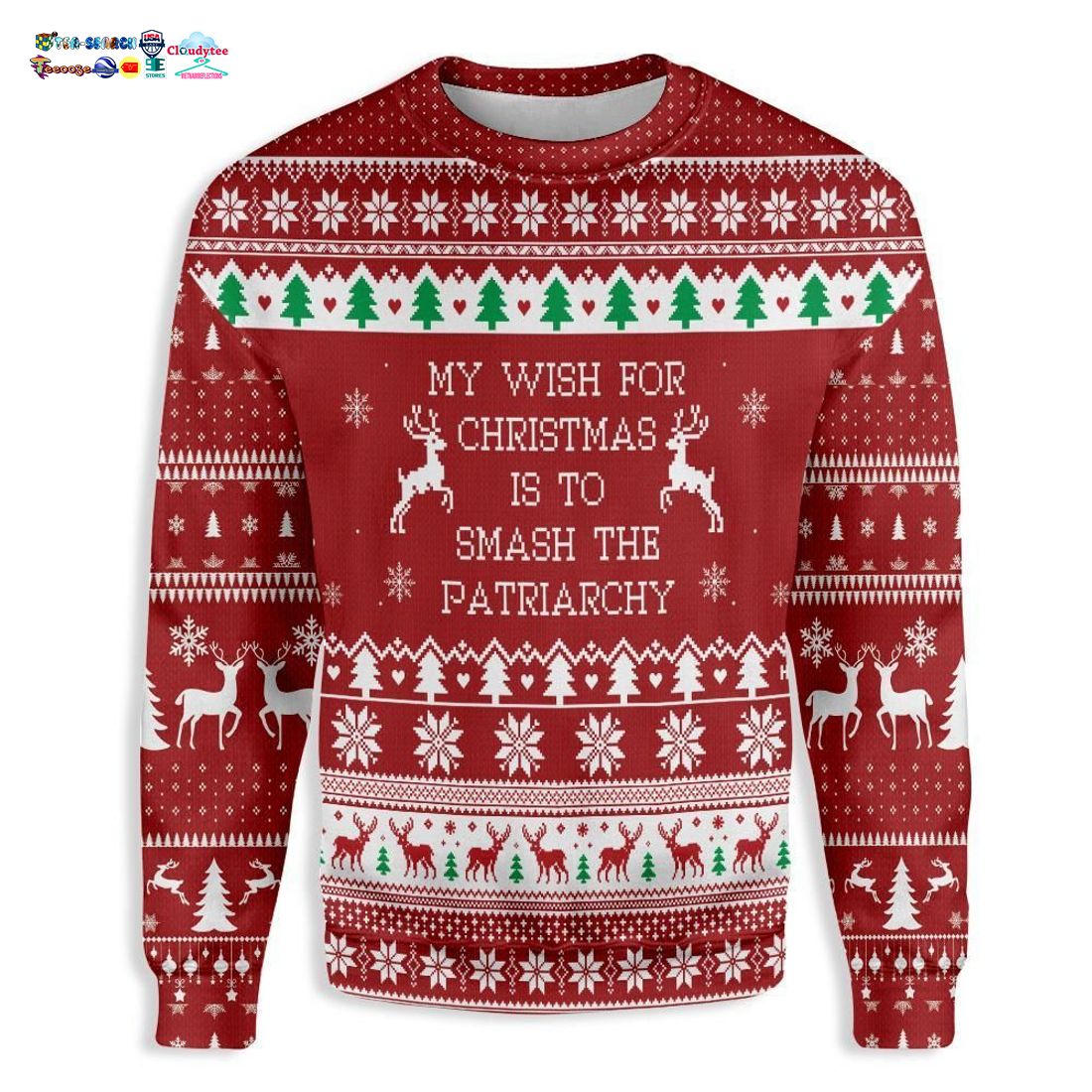 Feminist My Wish For Christmas Is To Smash The Patriarchy Ugly Christmas Sweater