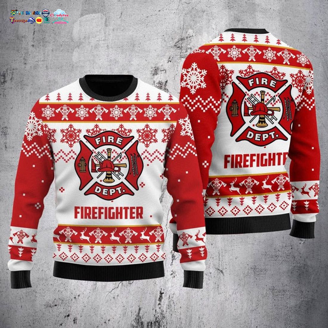 Firefighter Fire Department Ugly Christmas Sweater