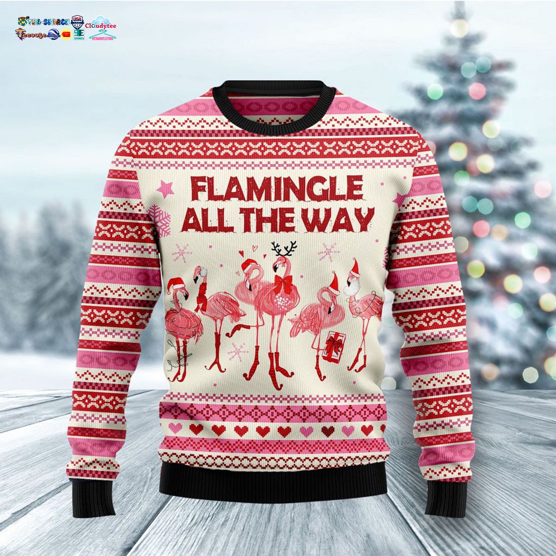Flamingle All The Ways Ugly Christmas Sweater