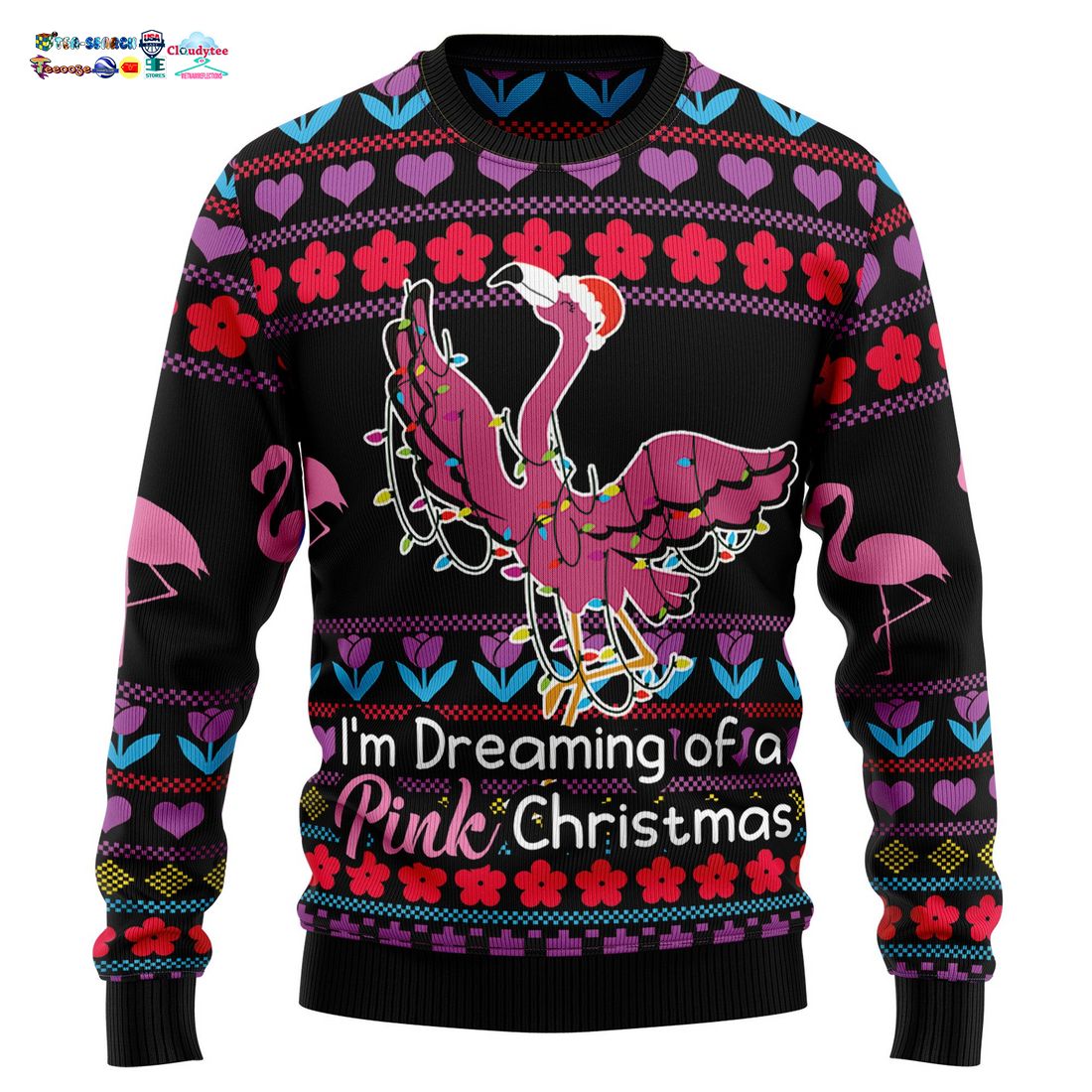 Flamingo I’m Dreaming Of A Pink Christmas Ugly Christmas Sweater
