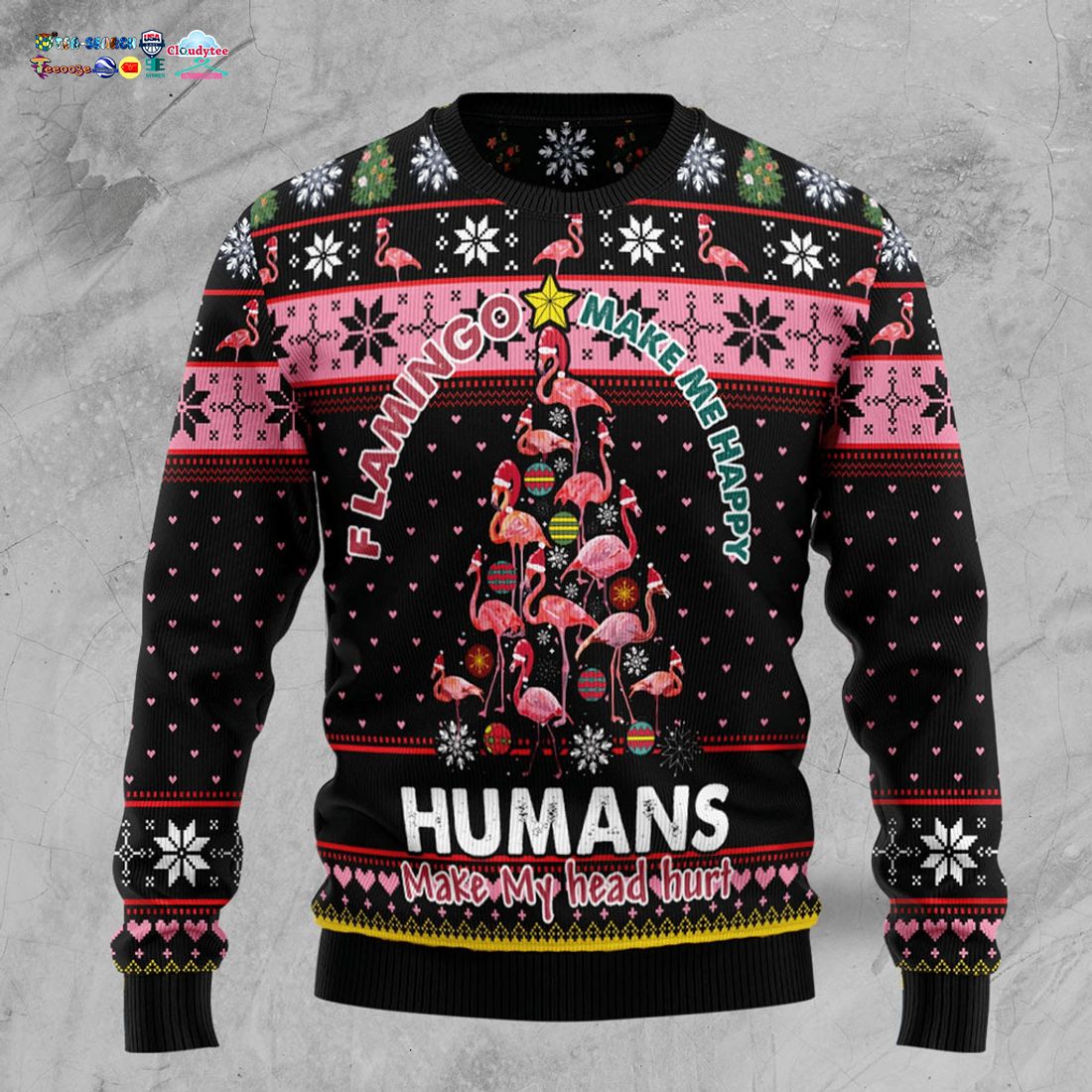 Flamingo Make Me Happy Humans Make Me Head Hurt Ugly Christmas Sweater