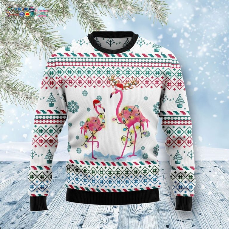 Flamingo Ugly Christmas Sweater - I like your dress, it is amazing