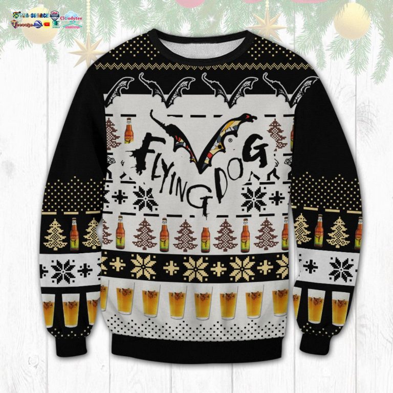 Flying Dog Ugly Christmas Sweater - Natural and awesome